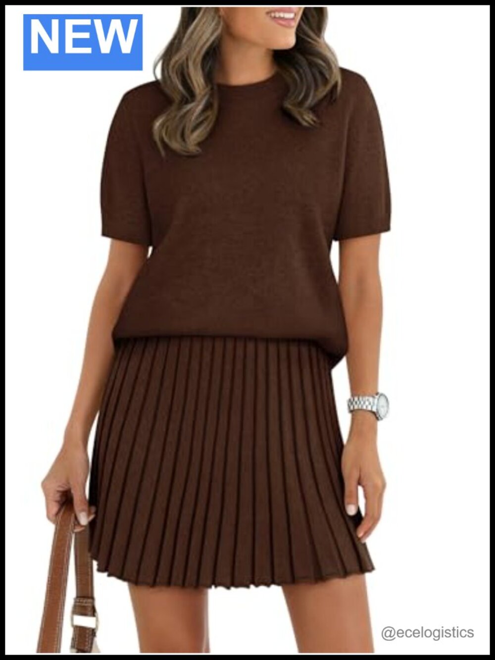 2 Piece Knit Sweater Set Pleated Skirt Two Piece Outfit Set